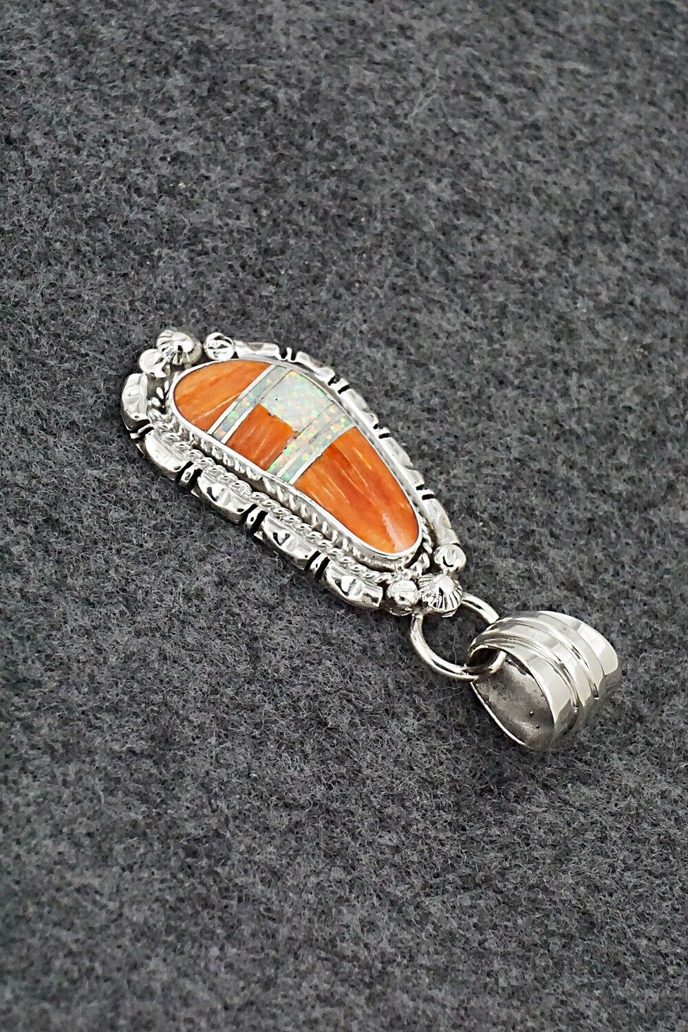 Spiny Oyster, Opalite & Sterling Silver Pendant - James Manygoats