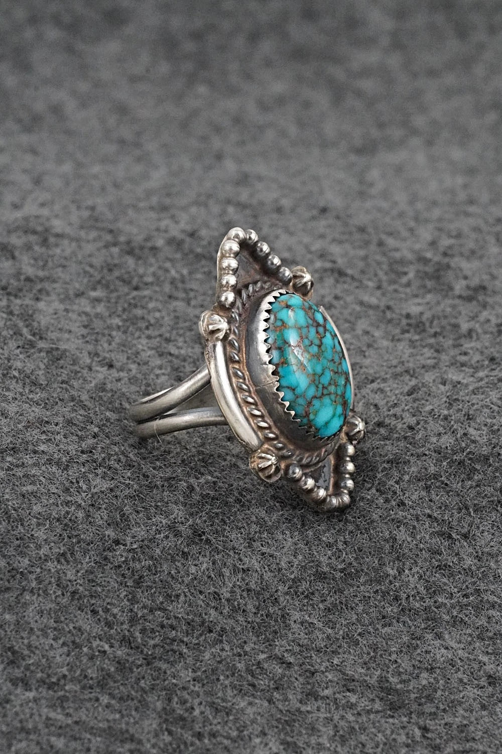 Turquoise & Sterling Silver Ring - Leslie Nez - Size 7.5