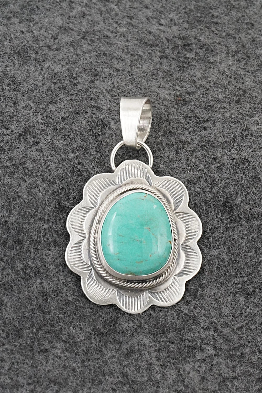 Turquoise & Sterling Silver Pendant - Cordell Platero