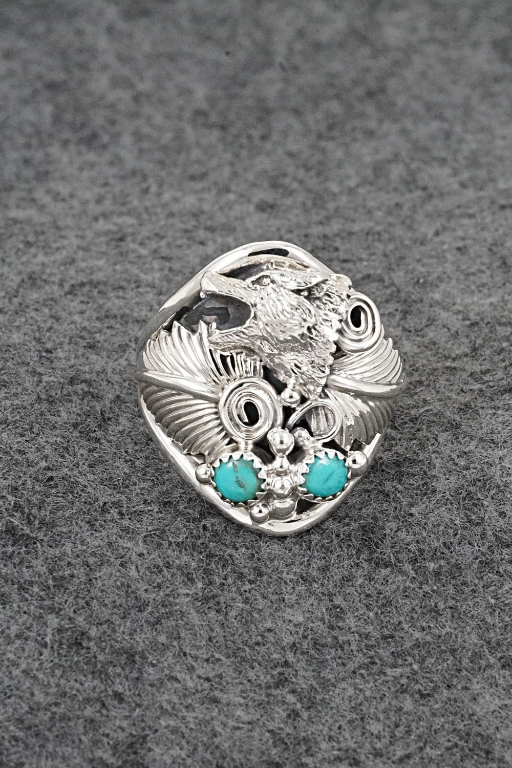 Turquoise & Sterling Silver Ring - Darrell Morgan - Size 14
