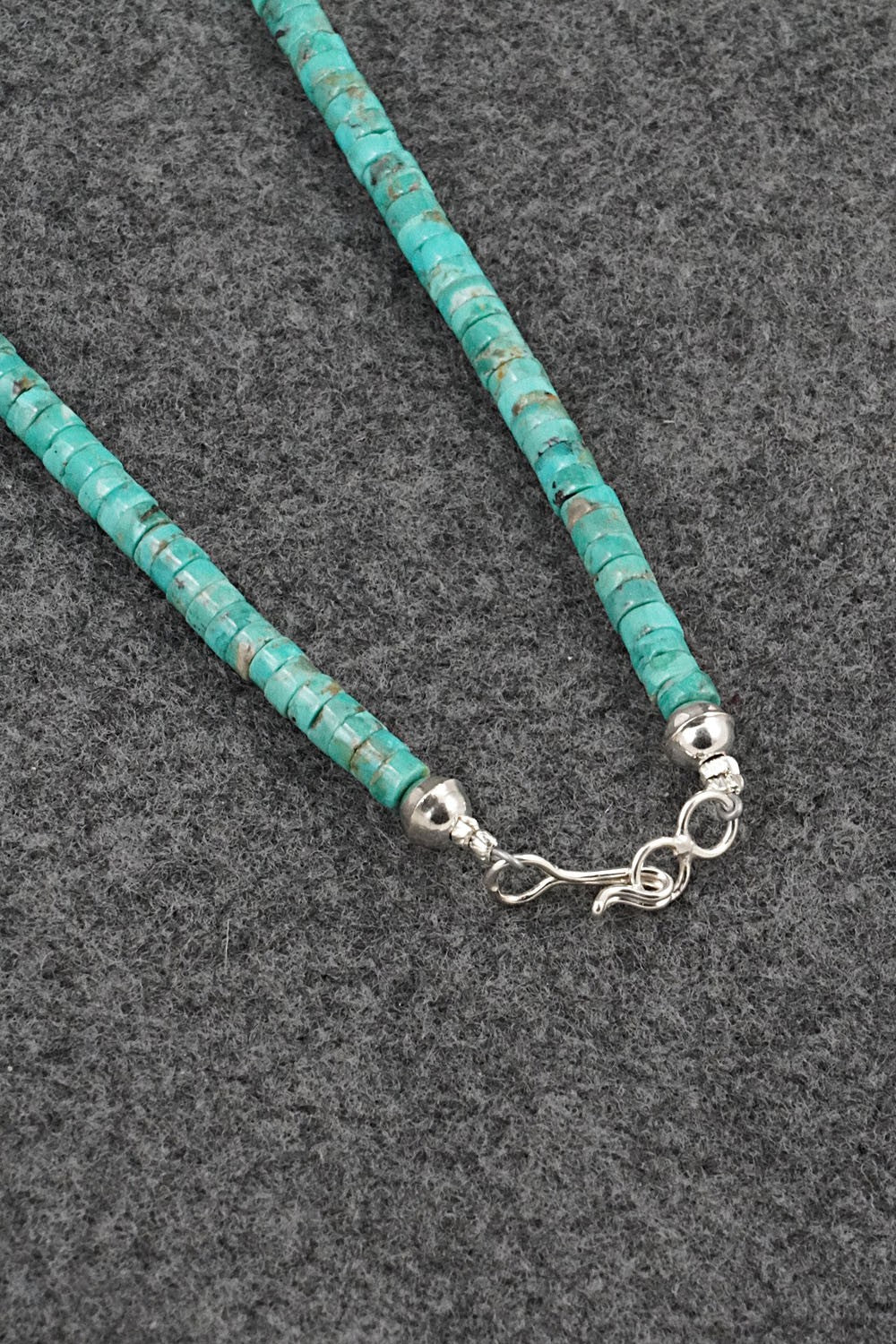 Turquoise, Onyx & Sterling Silver Necklace 19" - Helen Tsosie