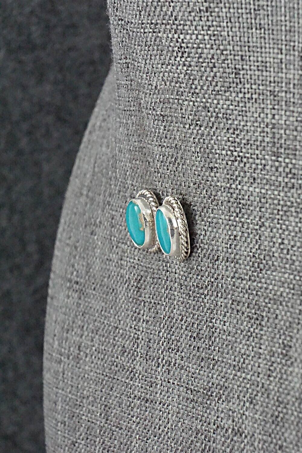 Turquoise & Sterling Silver Earrings - B. Begay