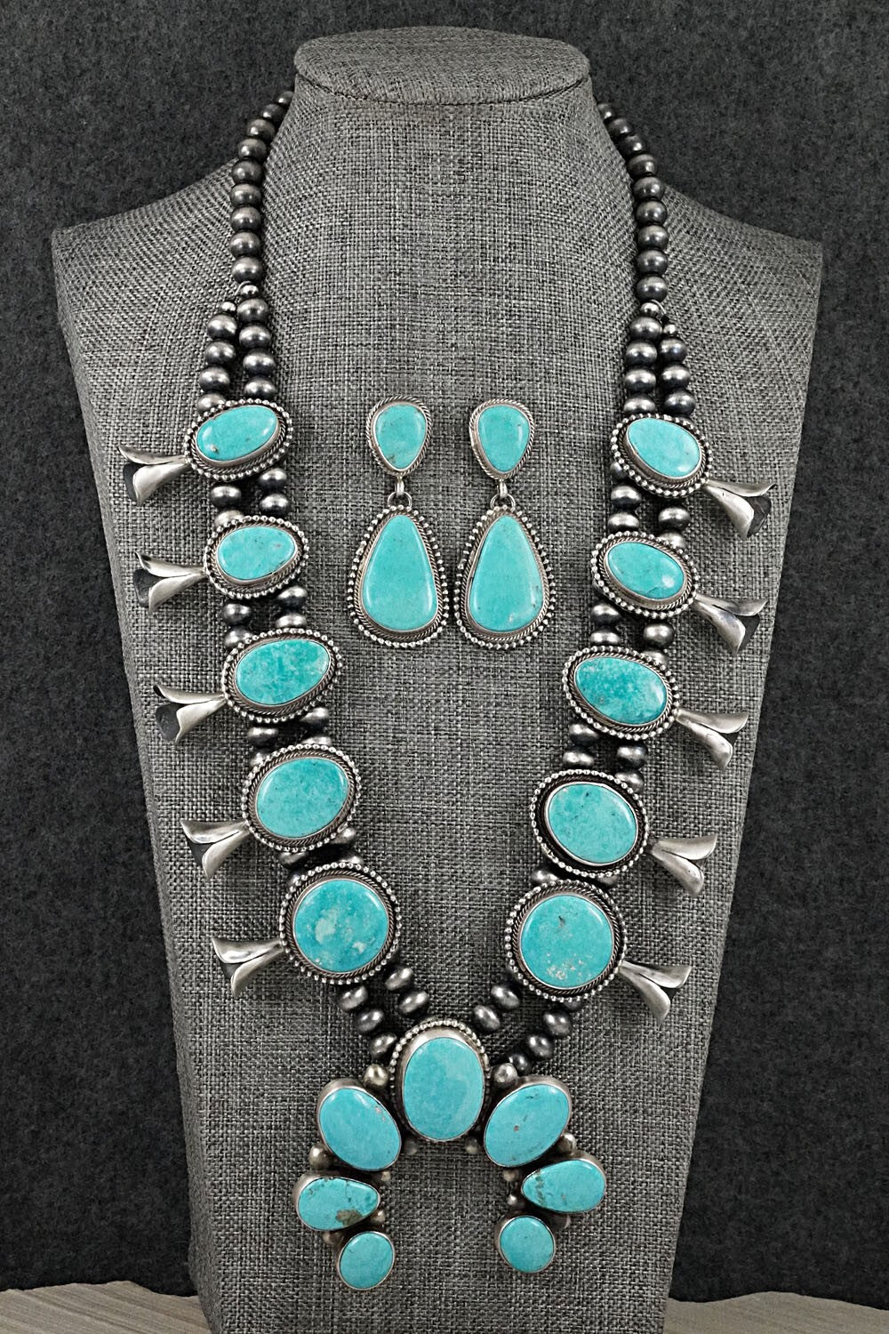 Turquoise & Sterling Silver Squash Blossom Set - Kathleen Chavez