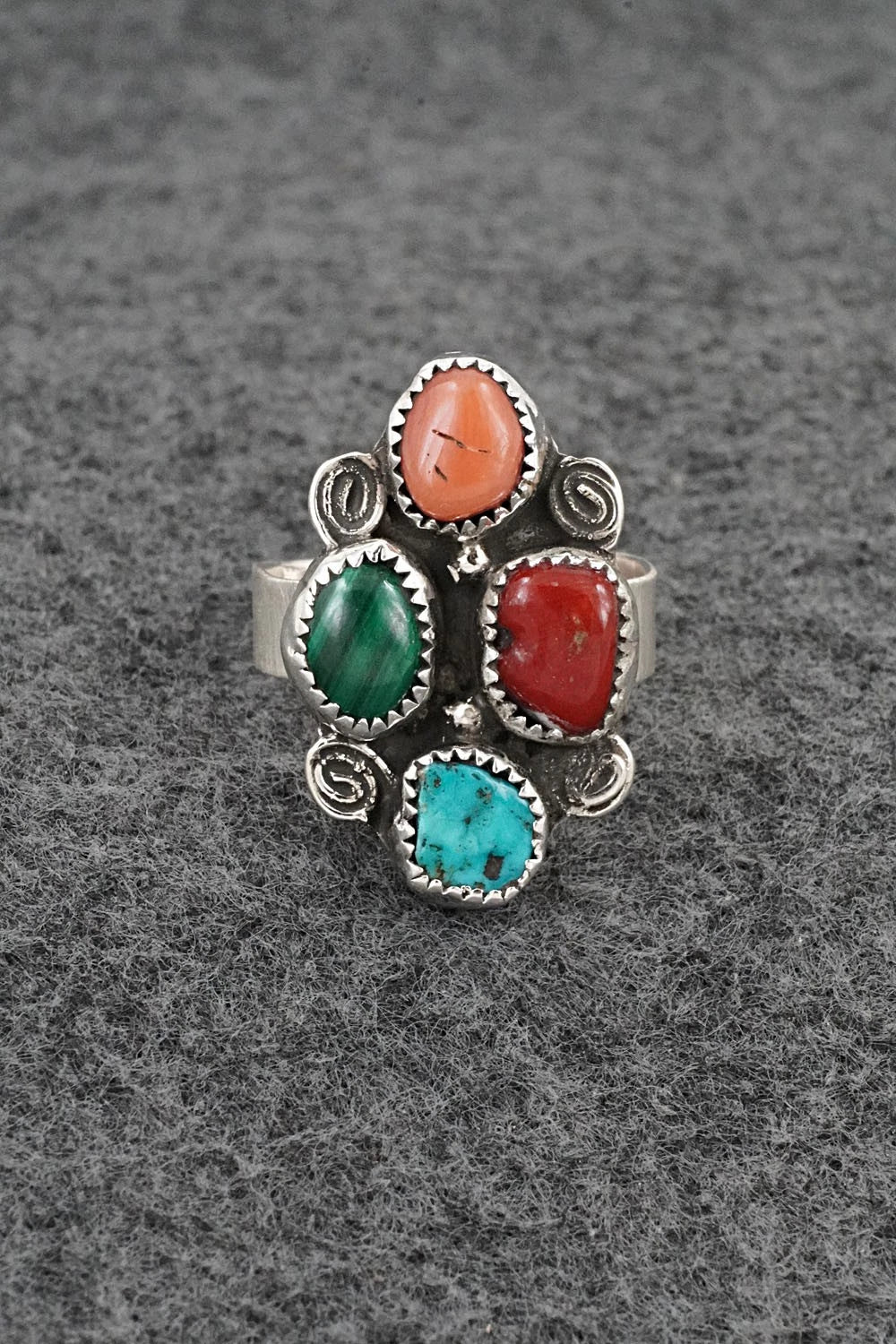 Multi-Stone & Sterling Silver Ring - Priscilla Reeder - Size 7.5