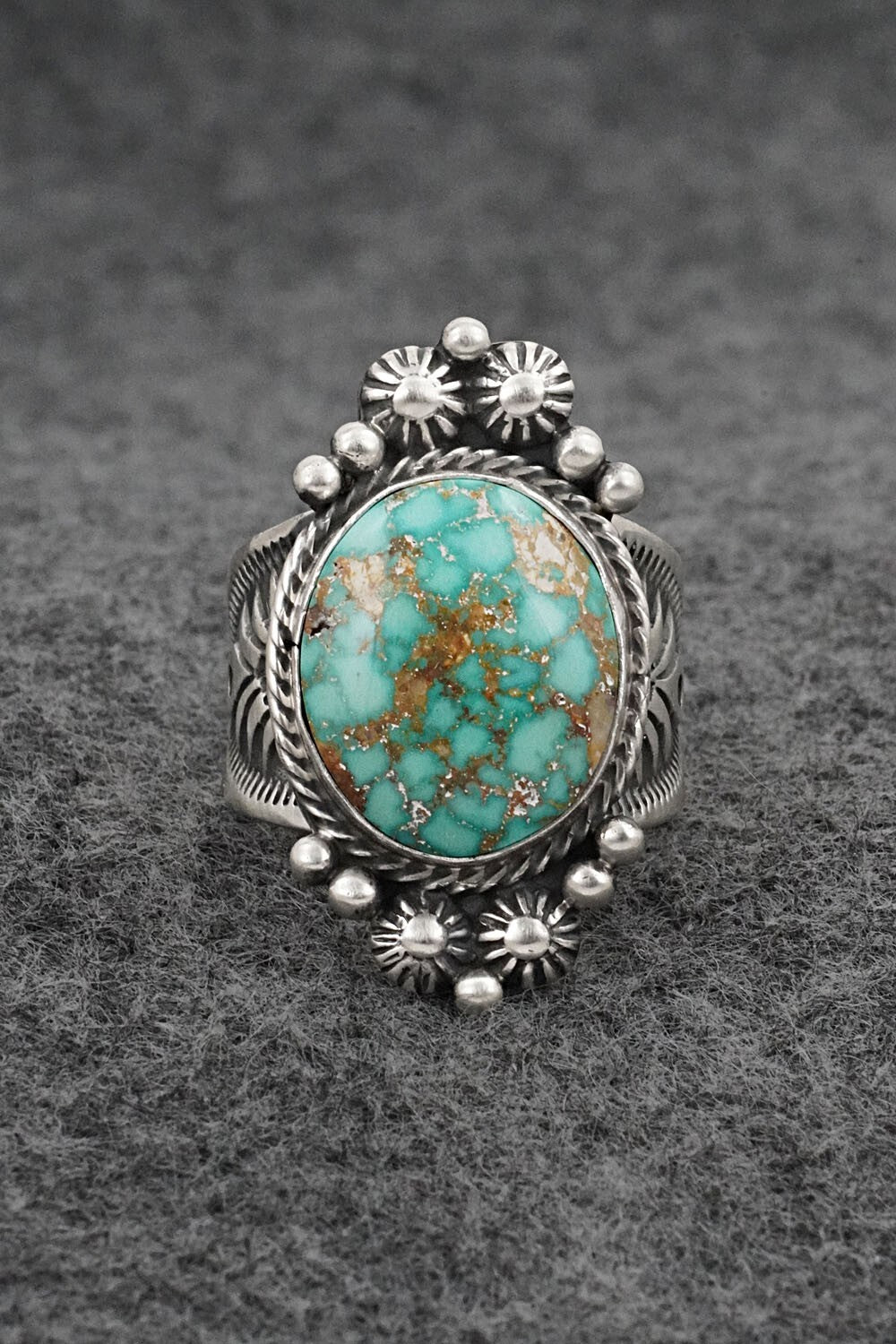 Turquoise & Sterling Silver Ring - Samuel Yellowhair - Size 7