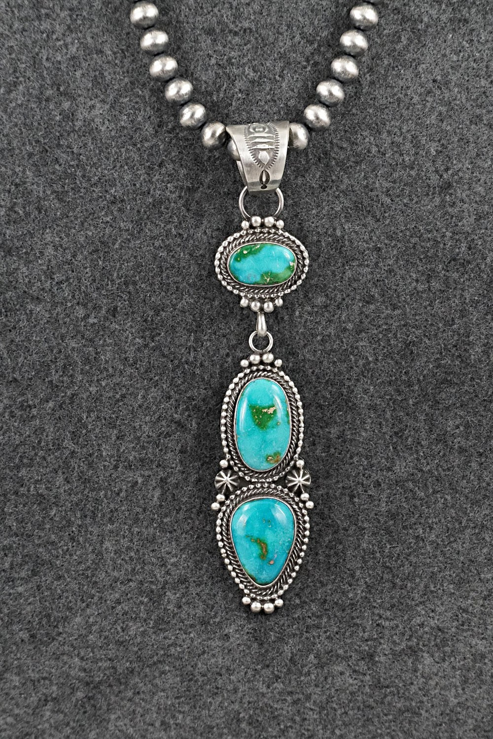 Turquoise & Sterling Silver Necklace - Tom Lewis