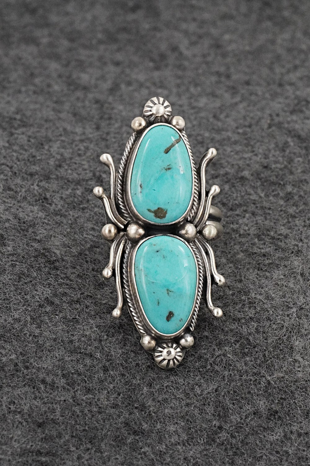 Turquoise & Sterling Silver Ring - Kathleen Livingston - Size 8 Adj.