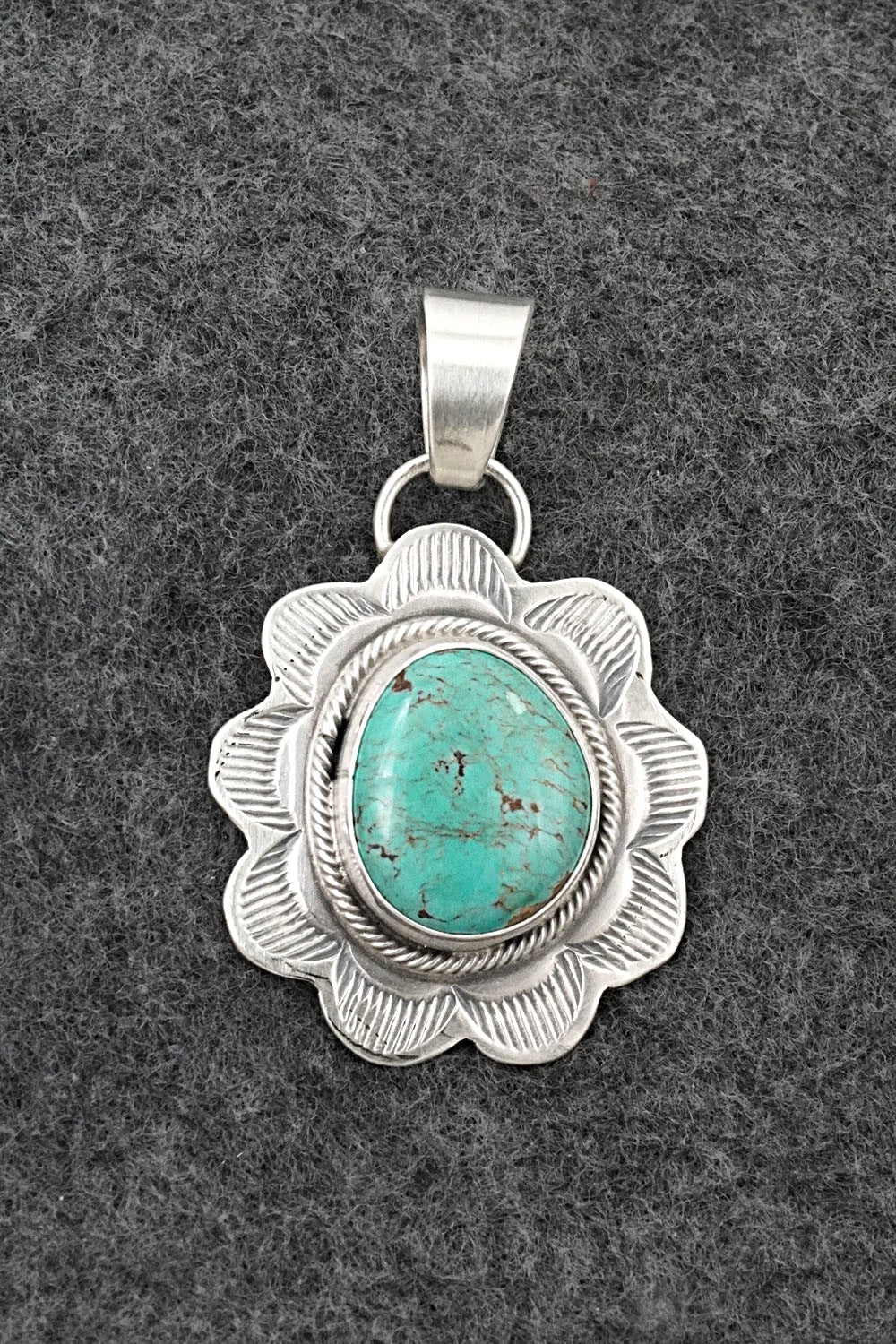 Turquoise & Sterling Silver Pendant - Cordell Platero
