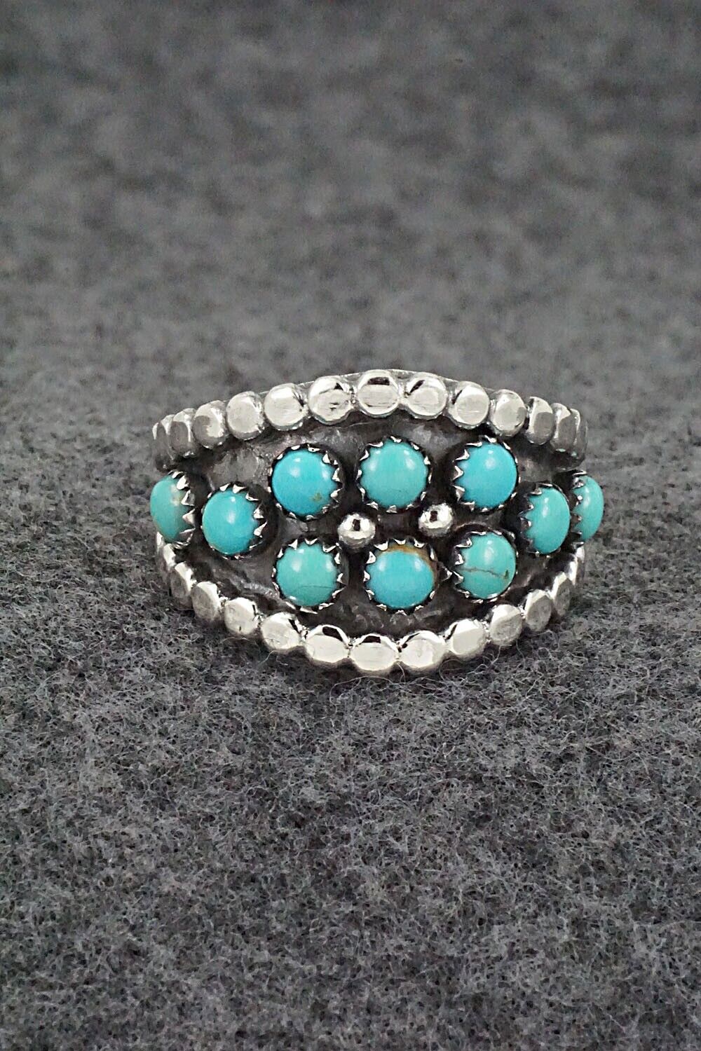 Turquoise & Sterling Silver Ring - Kenny Lonjose - Size 11