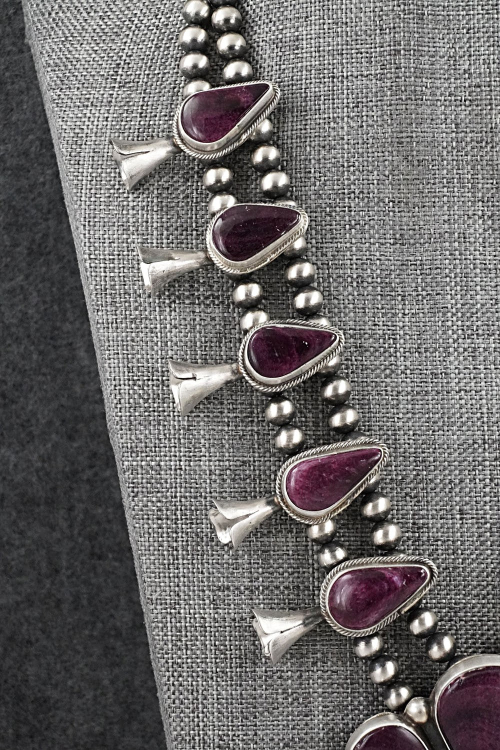 Spiny Oyster & Sterling Silver Squash Blossom Set - Kathleen Livingston