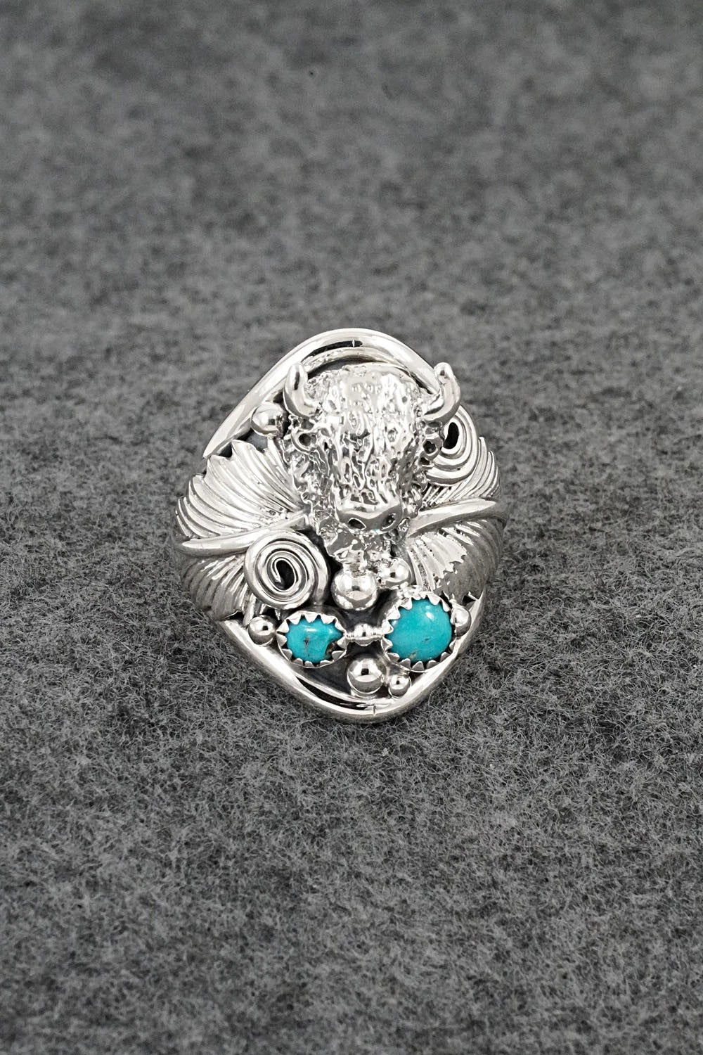 Turquoise & Sterling Silver Ring - Darrell Morgan - Size 10