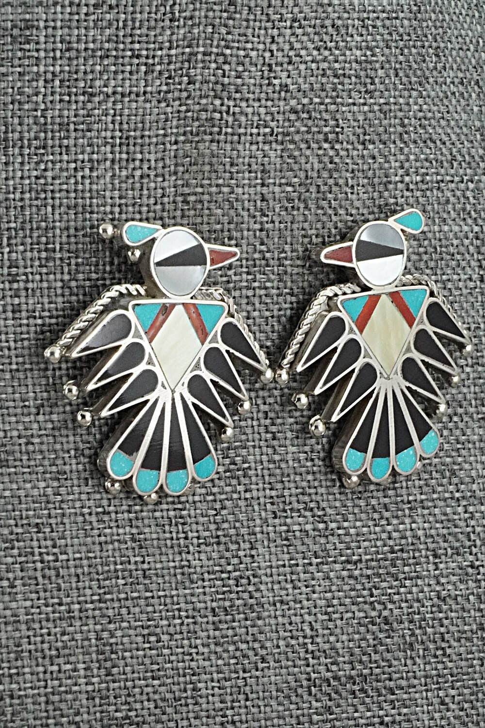 Multi-Stone Inlay & Sterling Silver Earrings - Adrian Wallace