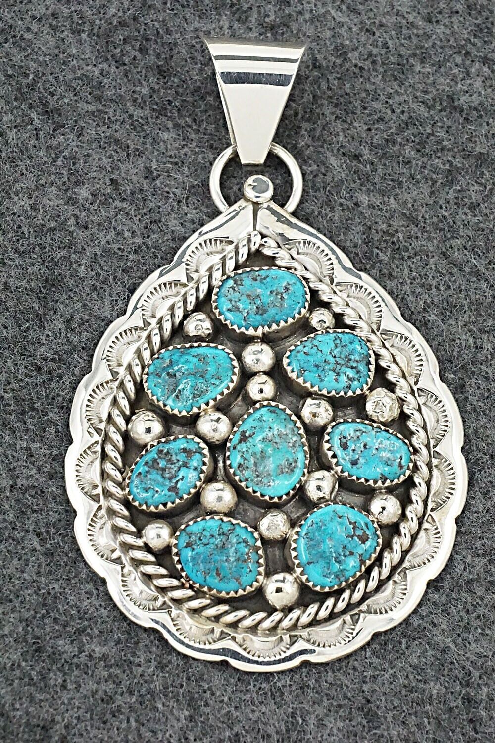 Turquoise & Sterling Silver Pendant - Chester Charley