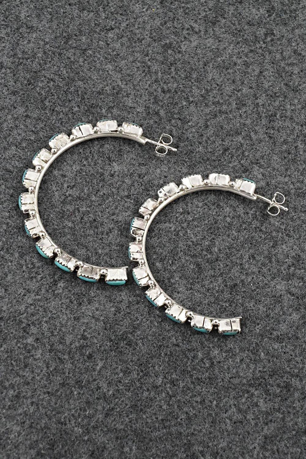 Turquoise & Sterling Silver Hoop Earrings - Aurelia Hughte