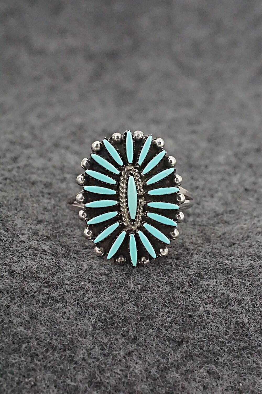 Turquoise & Sterling Silver Ring - Fritzon Owaleon - Size 8