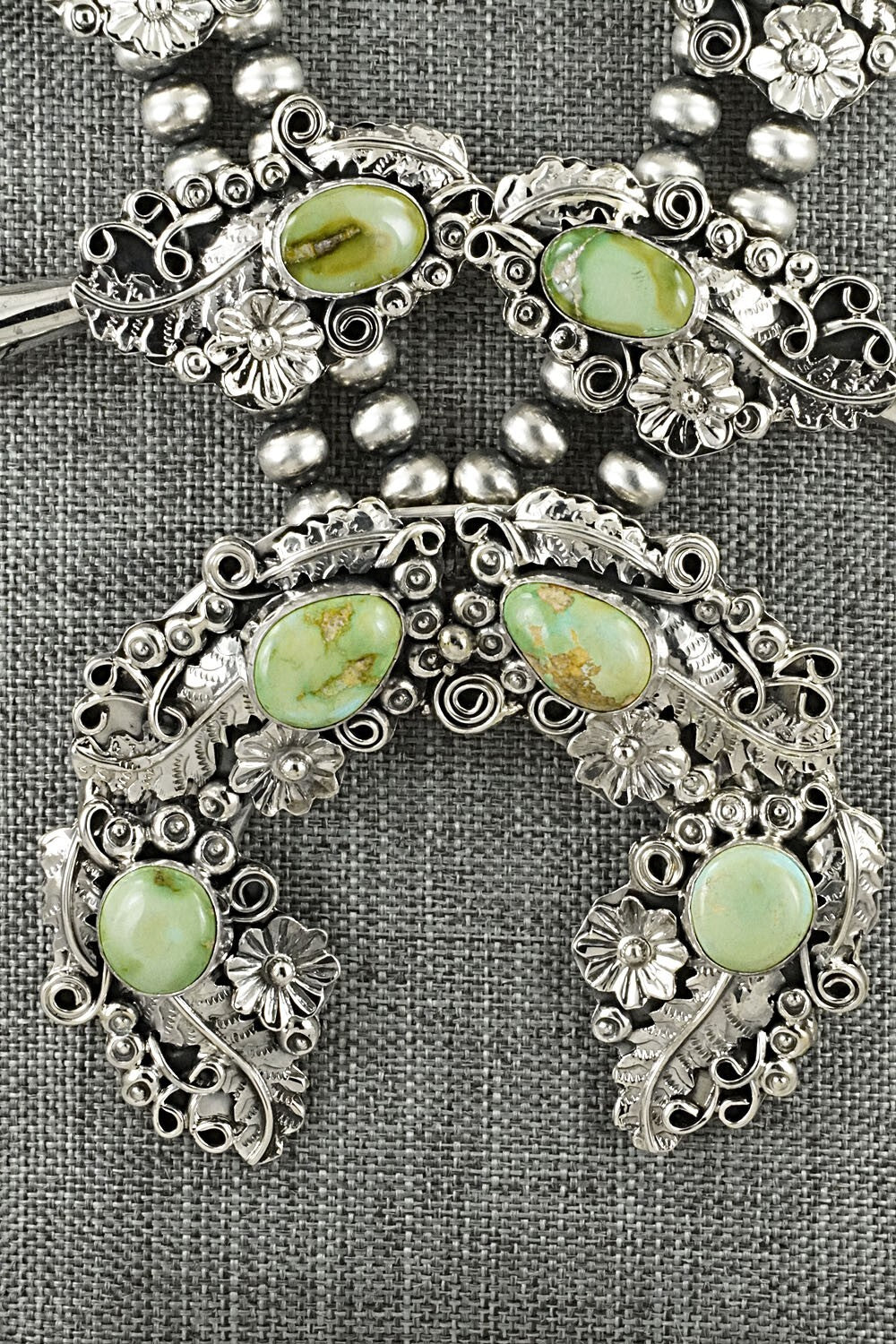 Turquoise & Sterling Silver Squash Blossom Set - Harry B. Yazzie