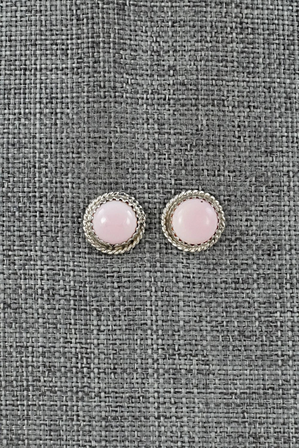Pink Conch & Sterling Silver Earrings - Esther White