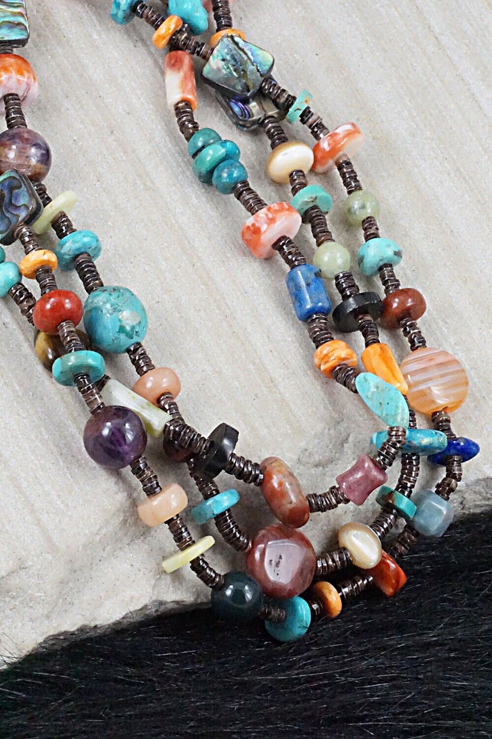 Multi-Stone and Sterling Silver Necklace - Helen Tsosie
