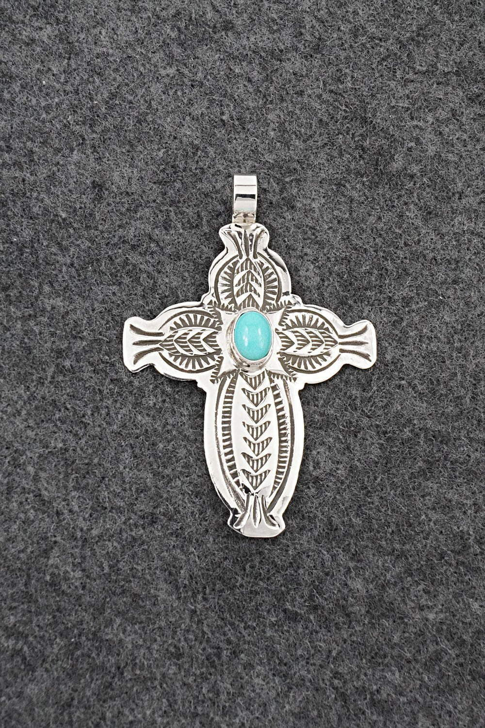 Turquoise & Sterling Silver Pendant - Arnold Blackgoat