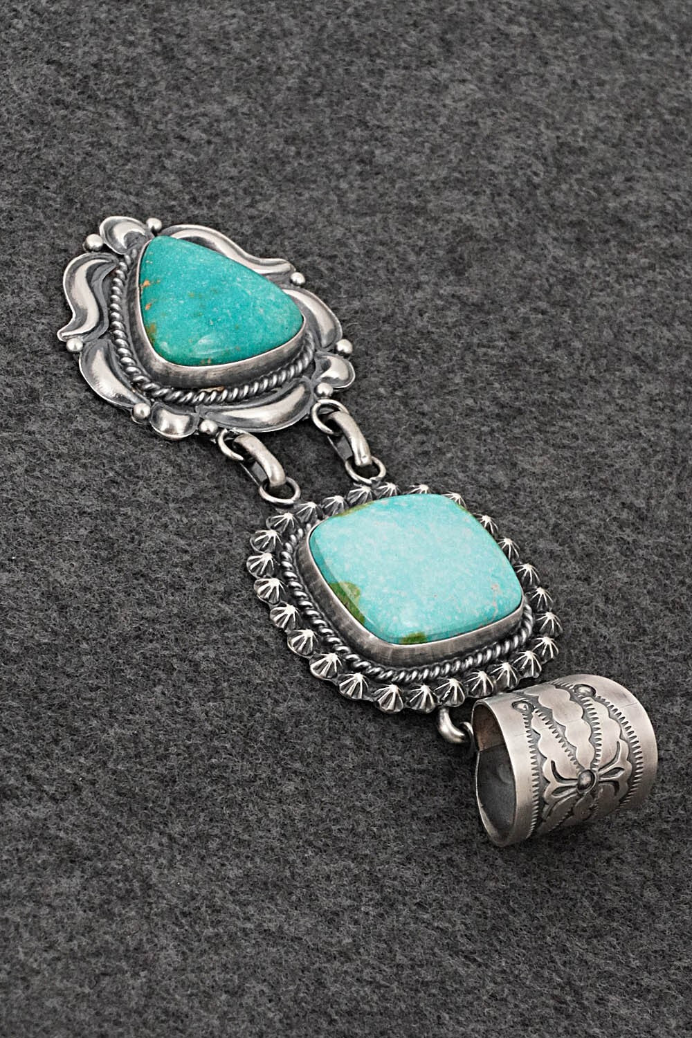 Turquoise & Sterling Silver Pendant - Raymond Delgarito