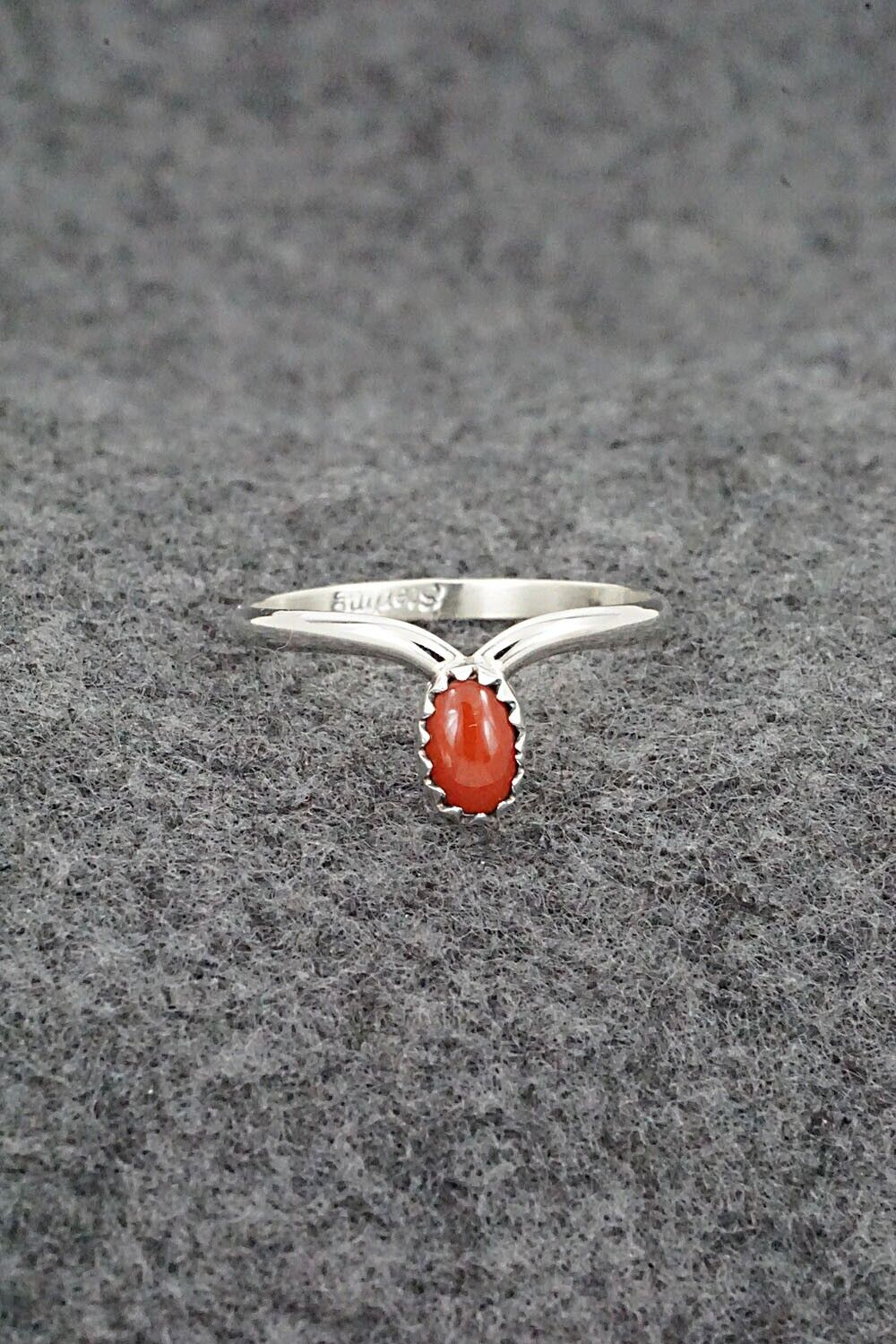 Coral & Sterling Silver Ring - Hiram Largo - Size 7.5