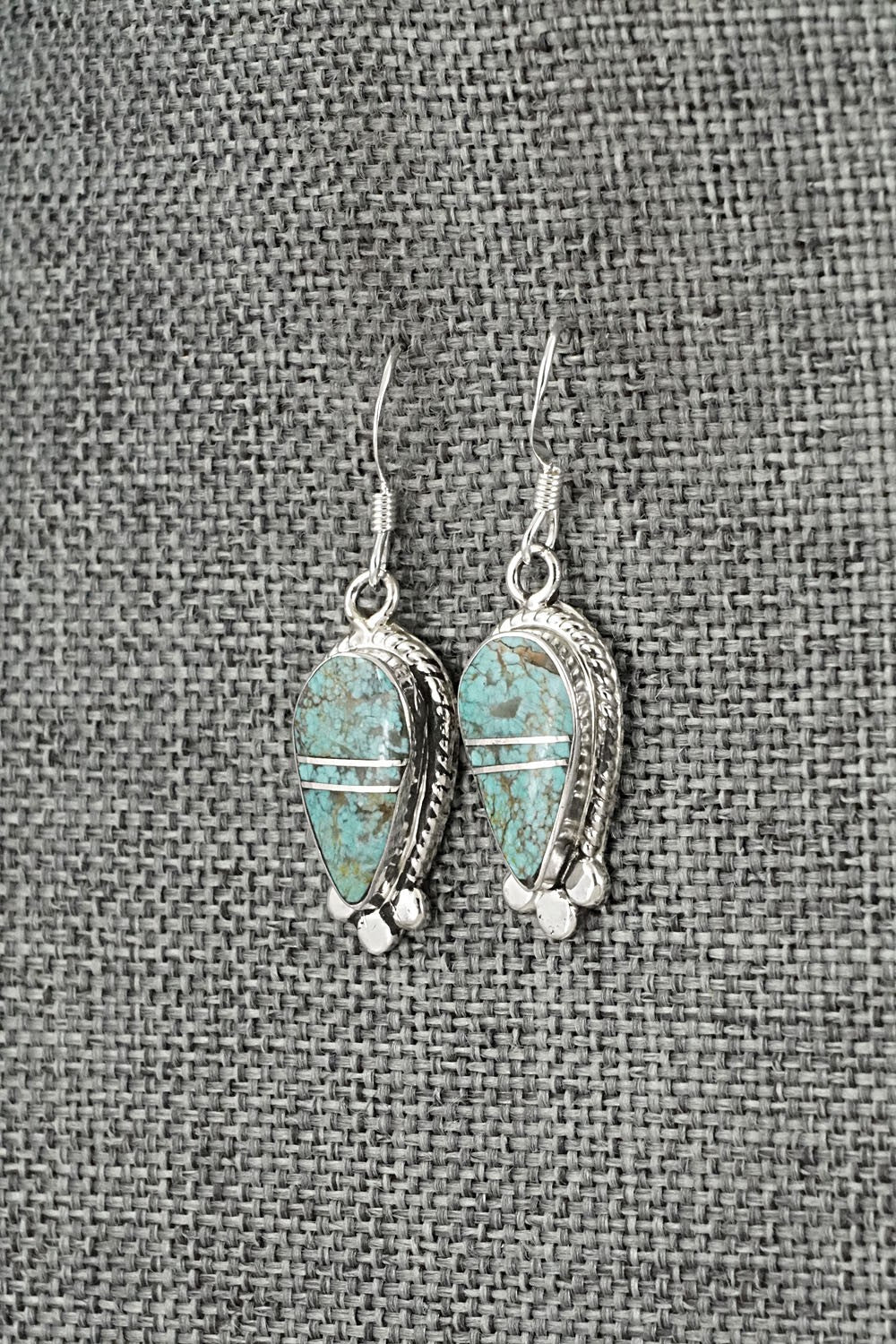 Turquoise & Sterling Silver Inlay Earrings - James Manygoats