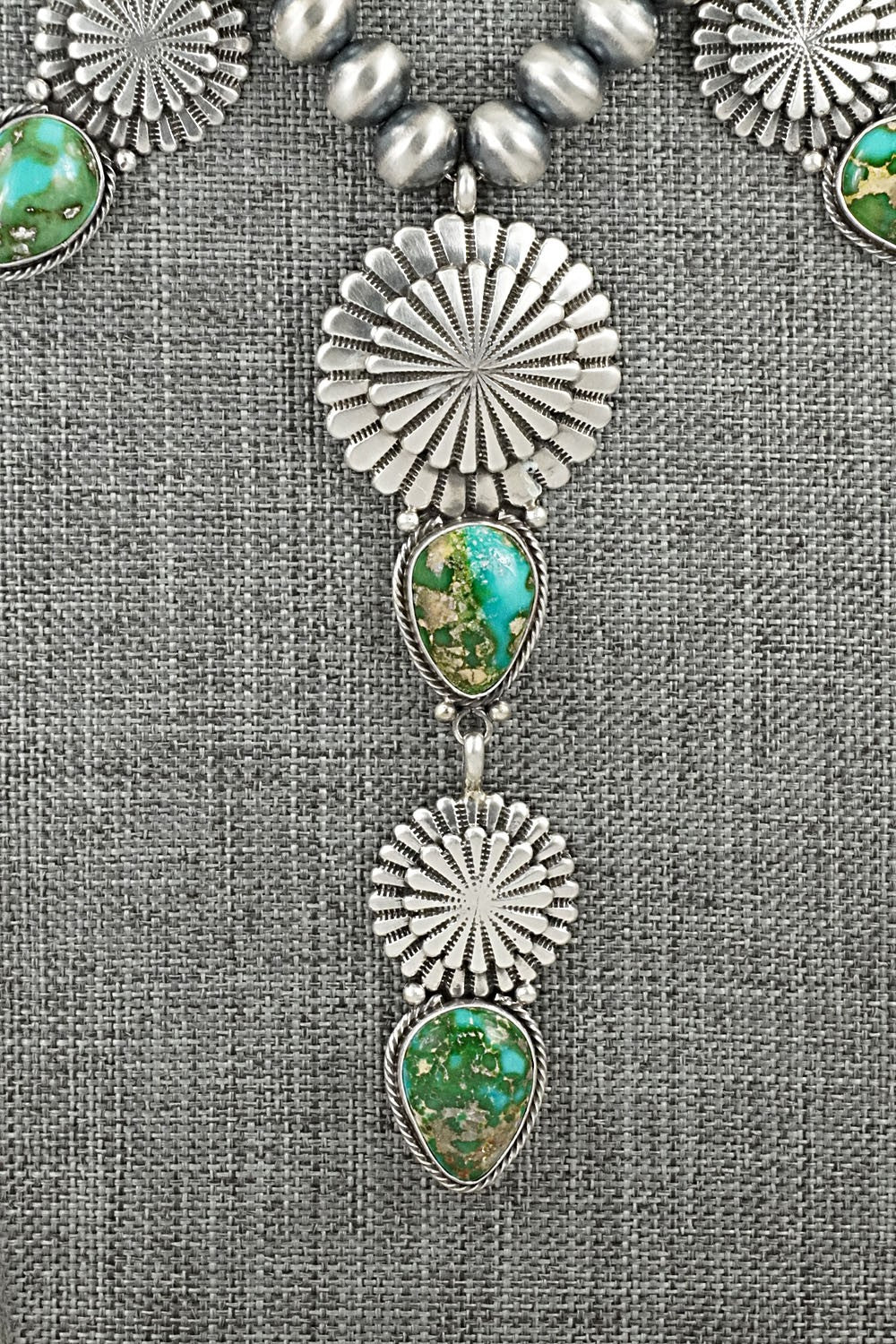 Turquoise & Sterling Silver Navajo Pearl Necklace - Adrienne Gordon