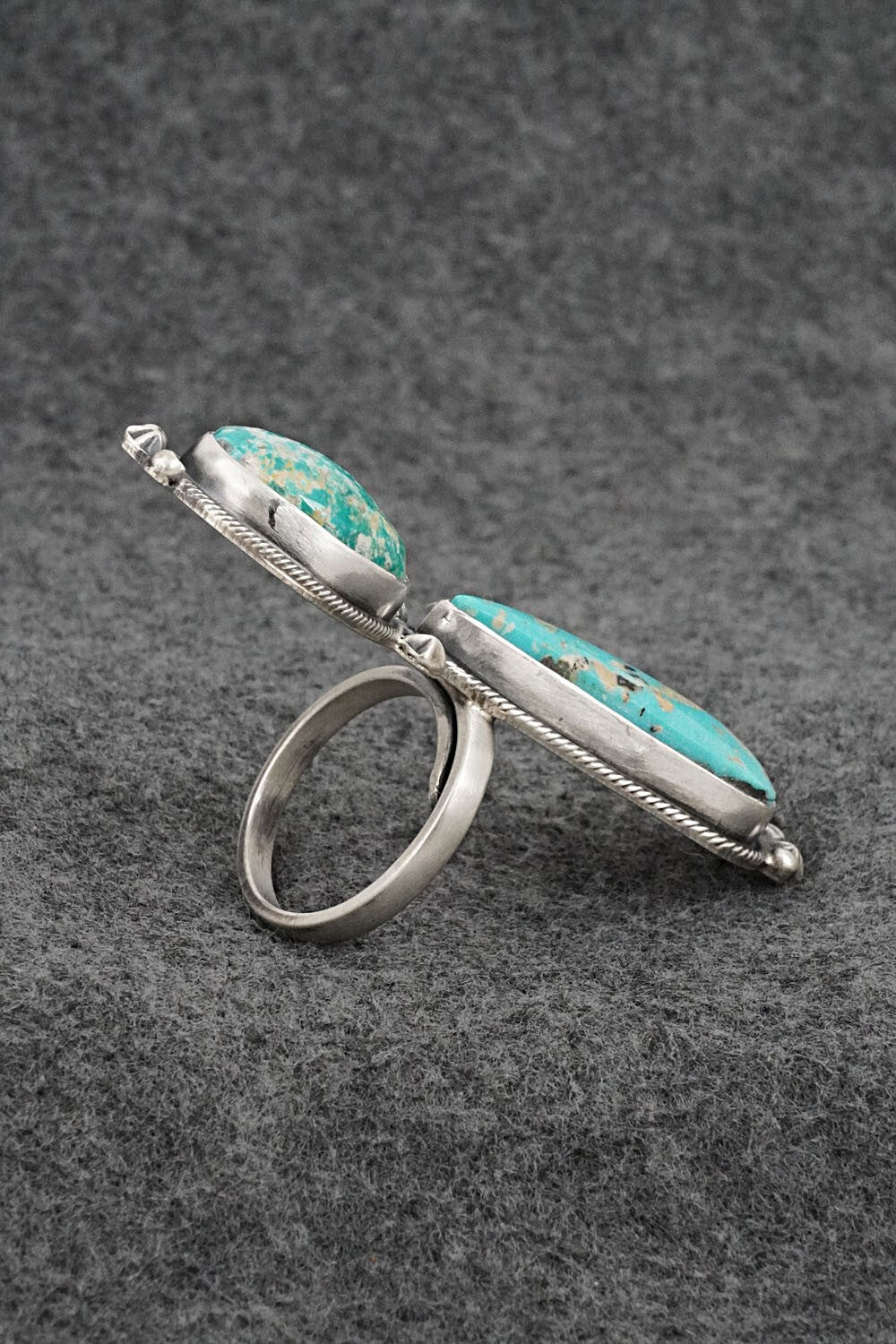 Turquoise & Sterling Silver Ring - Randy Billy - Size 8 Adj.