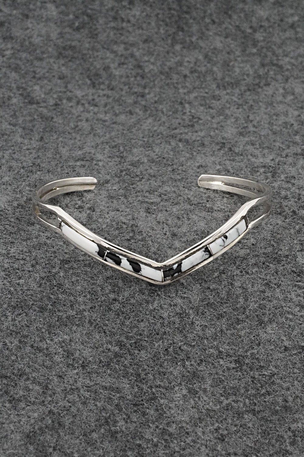 White Buffalo & Sterling Silver Inlay Bracelet - Jamie Johnson