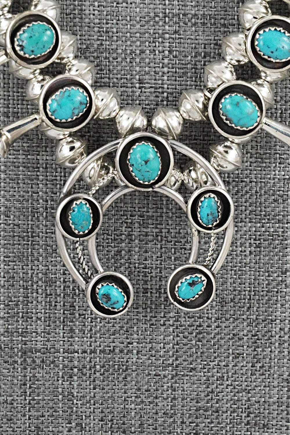 Turquoise & Sterling Silver Squash Blossom Set - Phil Garcia