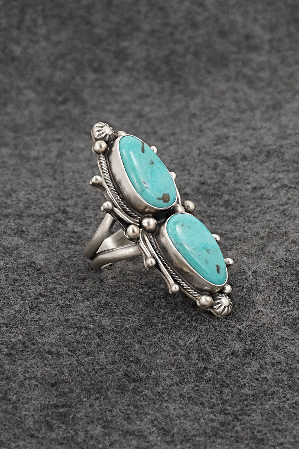 Turquoise & Sterling Silver Ring - Kathleen Livingston - Size 8 Adj.