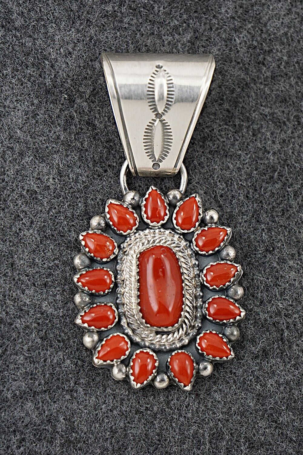 Coral & Sterling Silver Pendant - Tom Lewis
