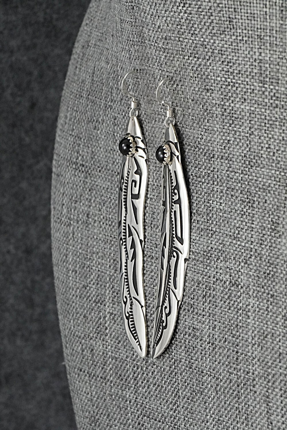 Onyx & Sterling Silver Earrings - Rosita Singer