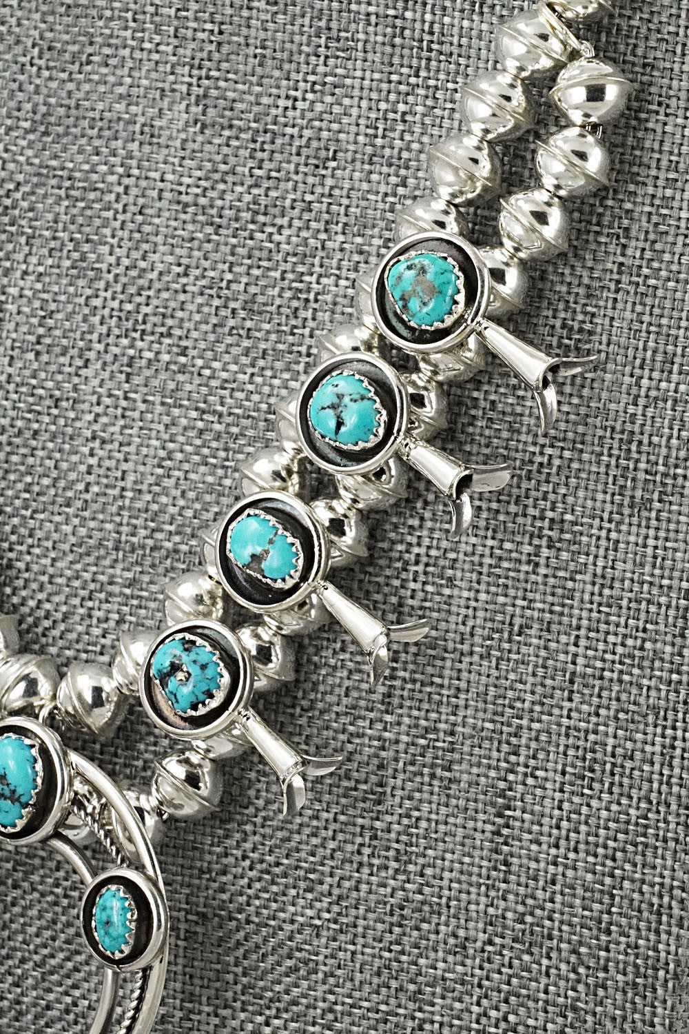 Turquoise & Sterling Silver Mini Squash Blossom Set - Phil Garcia