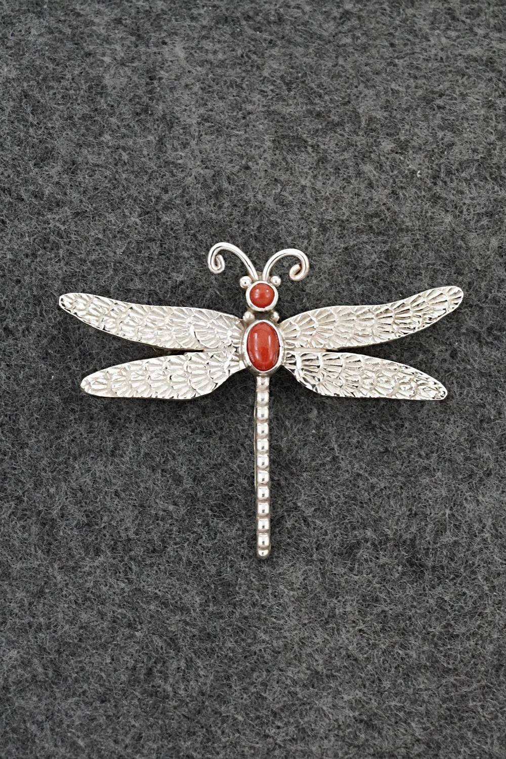Coral & Sterling Silver Pendant/Pin - Lee Charley