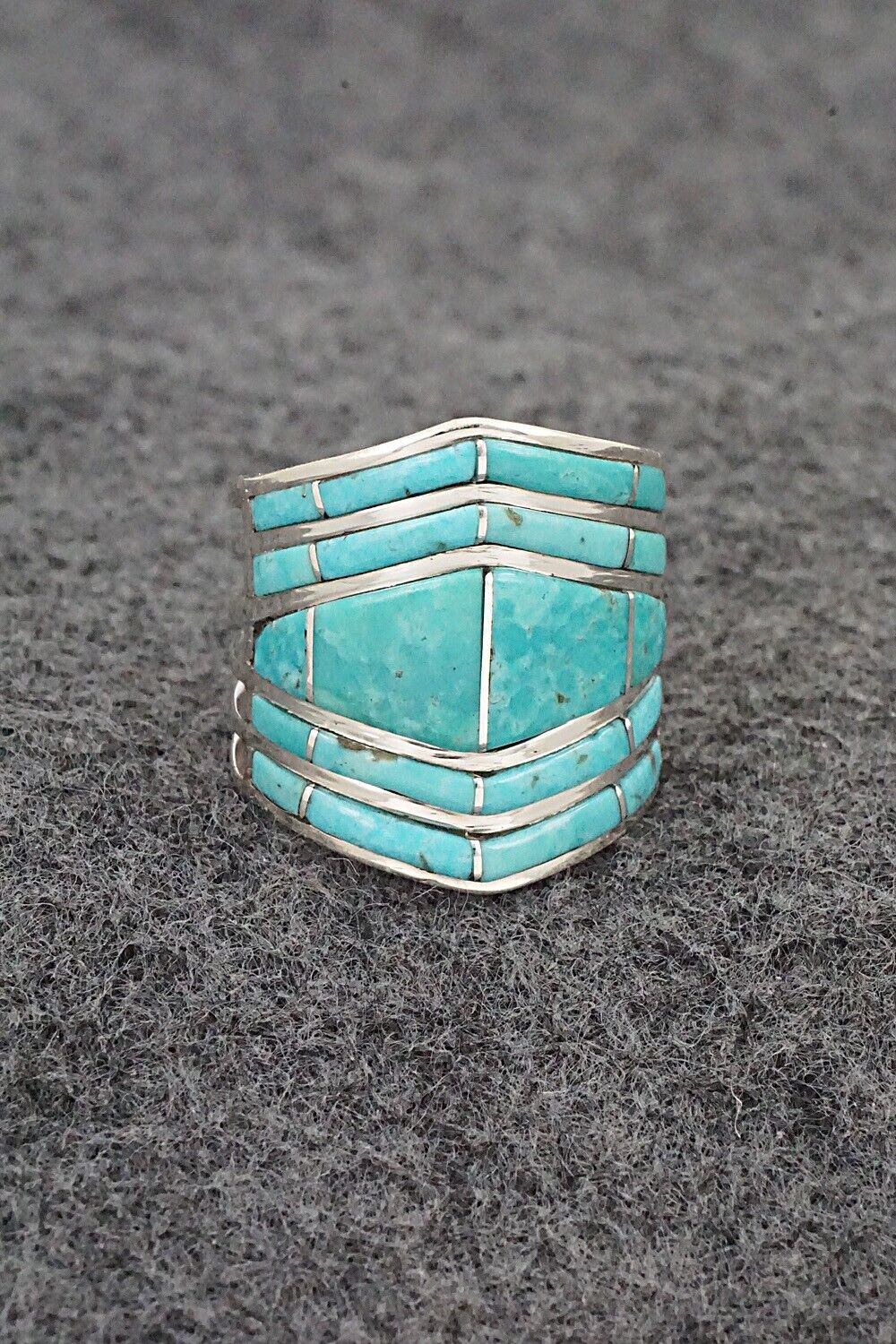 Turquoise & Sterling Silver Ring - Andrew Enrico - Size 8