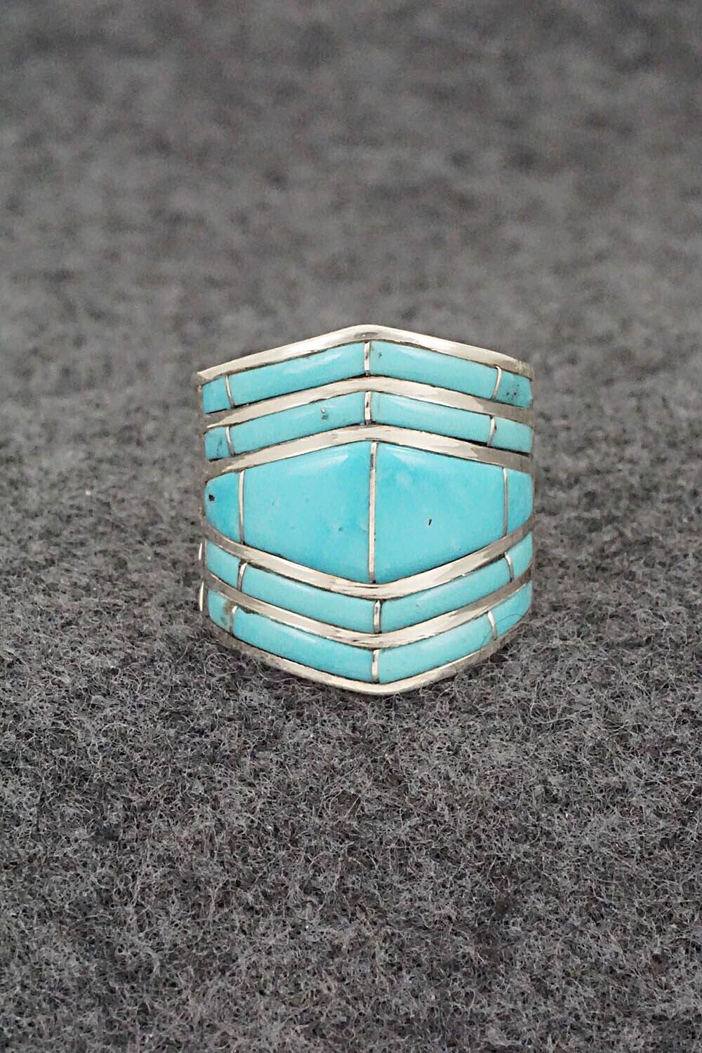 Turquoise & Sterling Silver Ring - Andrew Enrico - Size 7.5