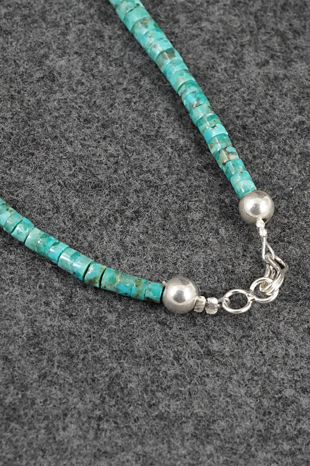 Turquoise & Sterling Silver Necklace 18" - Doreen Jake