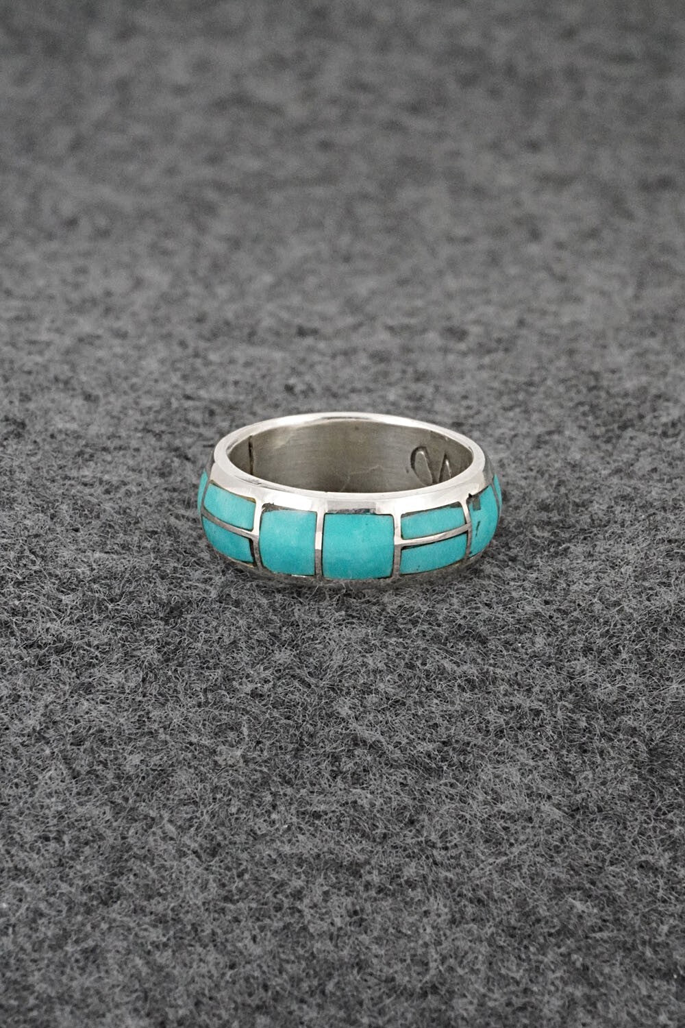 Turquoise & Sterling Silver Inlay Ring - Matilda Chattin - Size 6