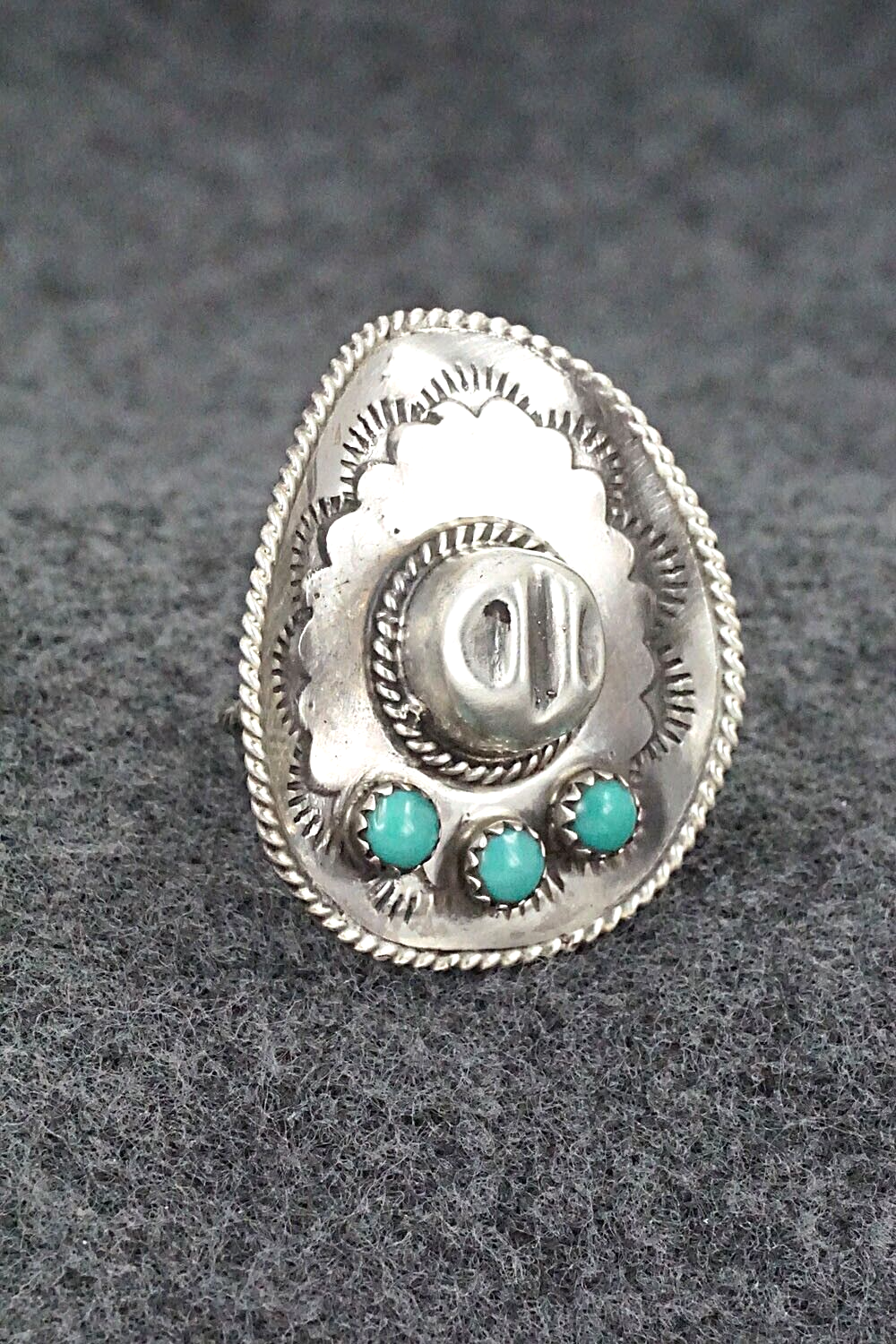 Turquoise & Sterling Silver Ring - Bobby Platero - Size 5.5