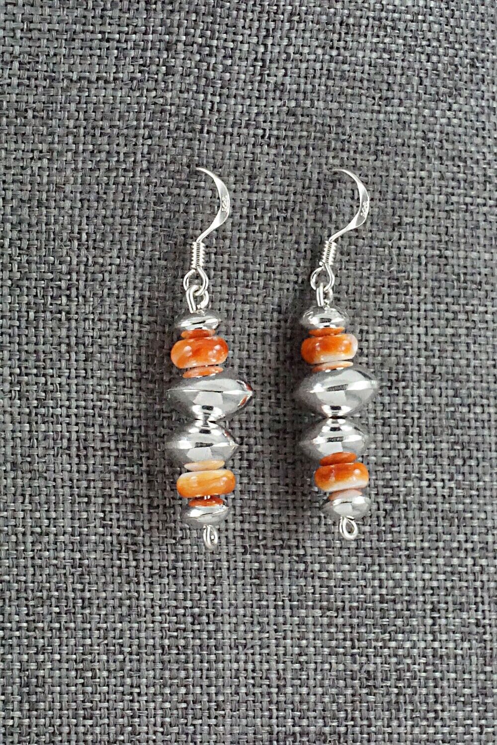 Spiny Oyster & Sterling Silver Navajo Pearl Earrings - Presley Haley