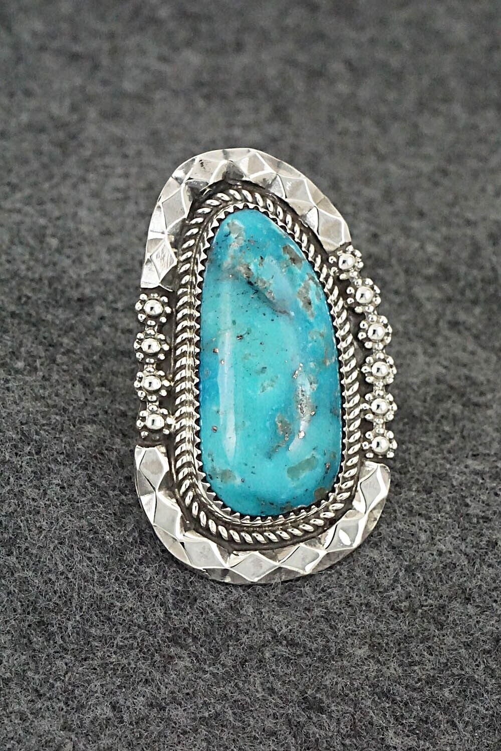 Turquoise & Sterling Silver Ring - Leslie Nez - Size 7.75
