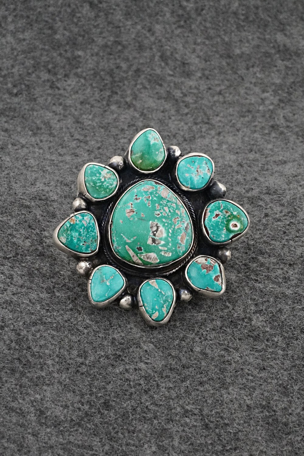 Turquoise & Sterling Silver Ring - Bobby Johnson - Size 7.5