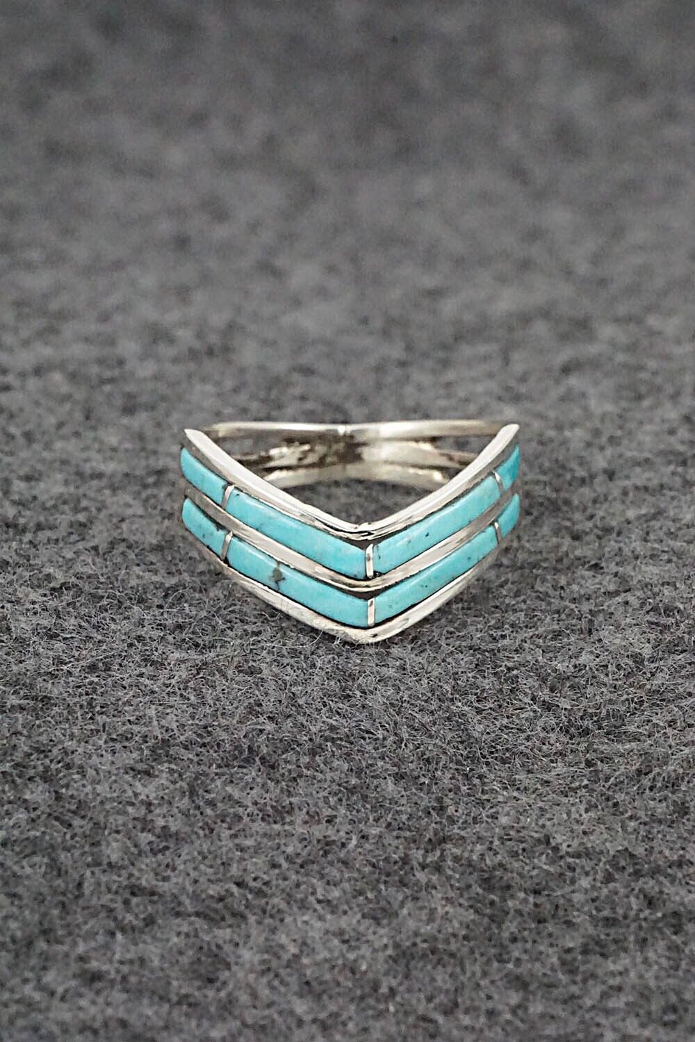 Turquoise & Sterling Silver Ring - Andrew Enrico - Size 8.25