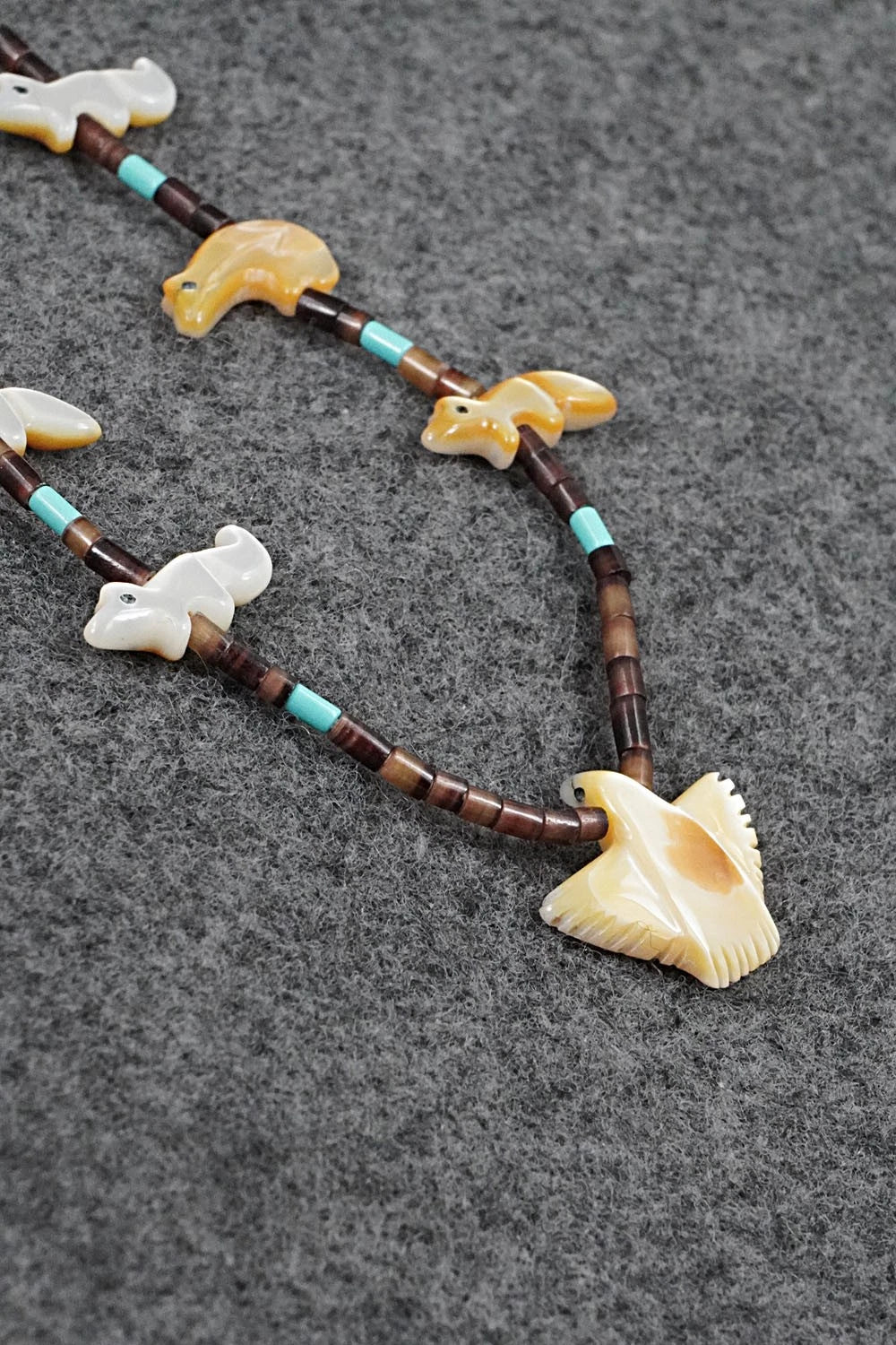 Multi-Stone Fetish Carving & Sterling Silver Necklace - Hector Goodluck