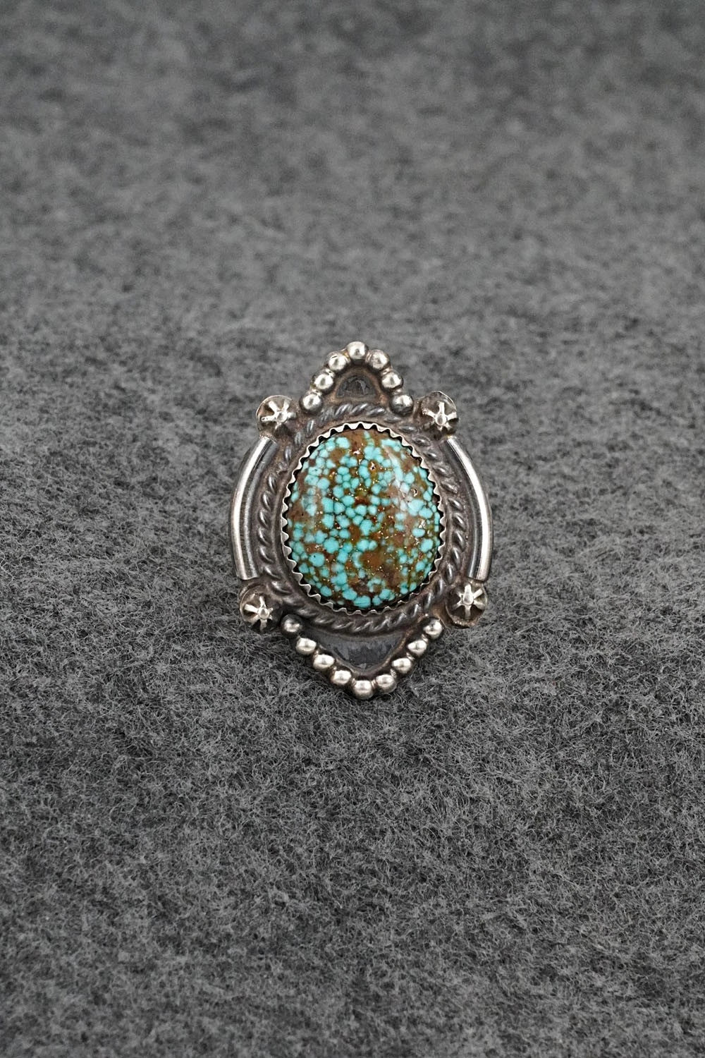 Turquoise & Sterling Silver Ring - Leslie Nez - Size 7