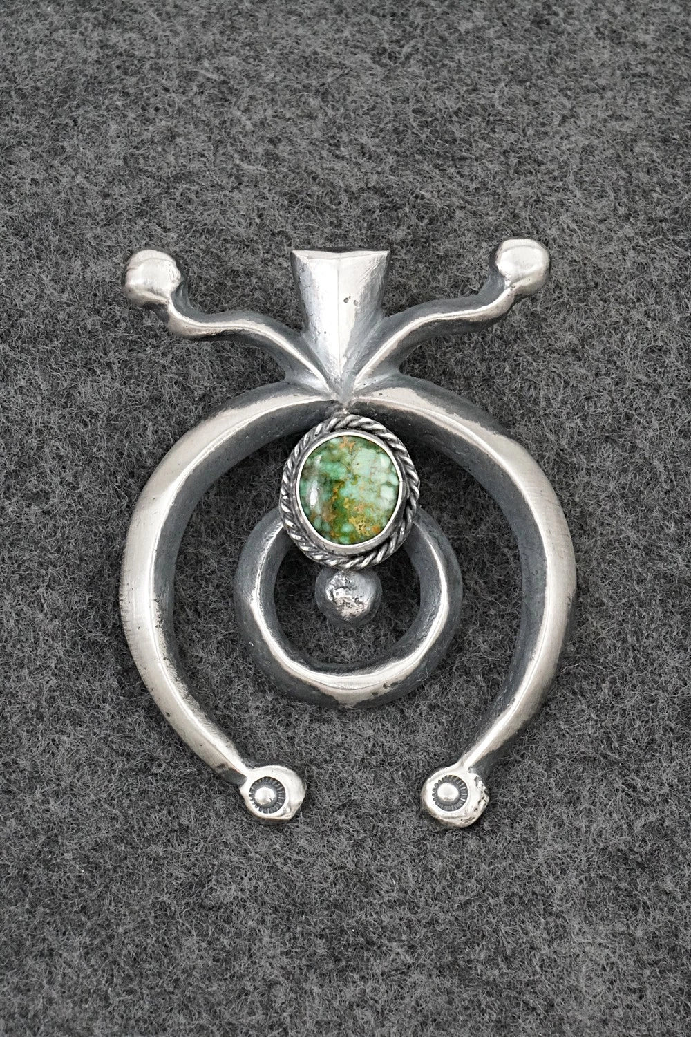 Turquoise & Sterling Silver Naja Pendant - Harrison Bitsue