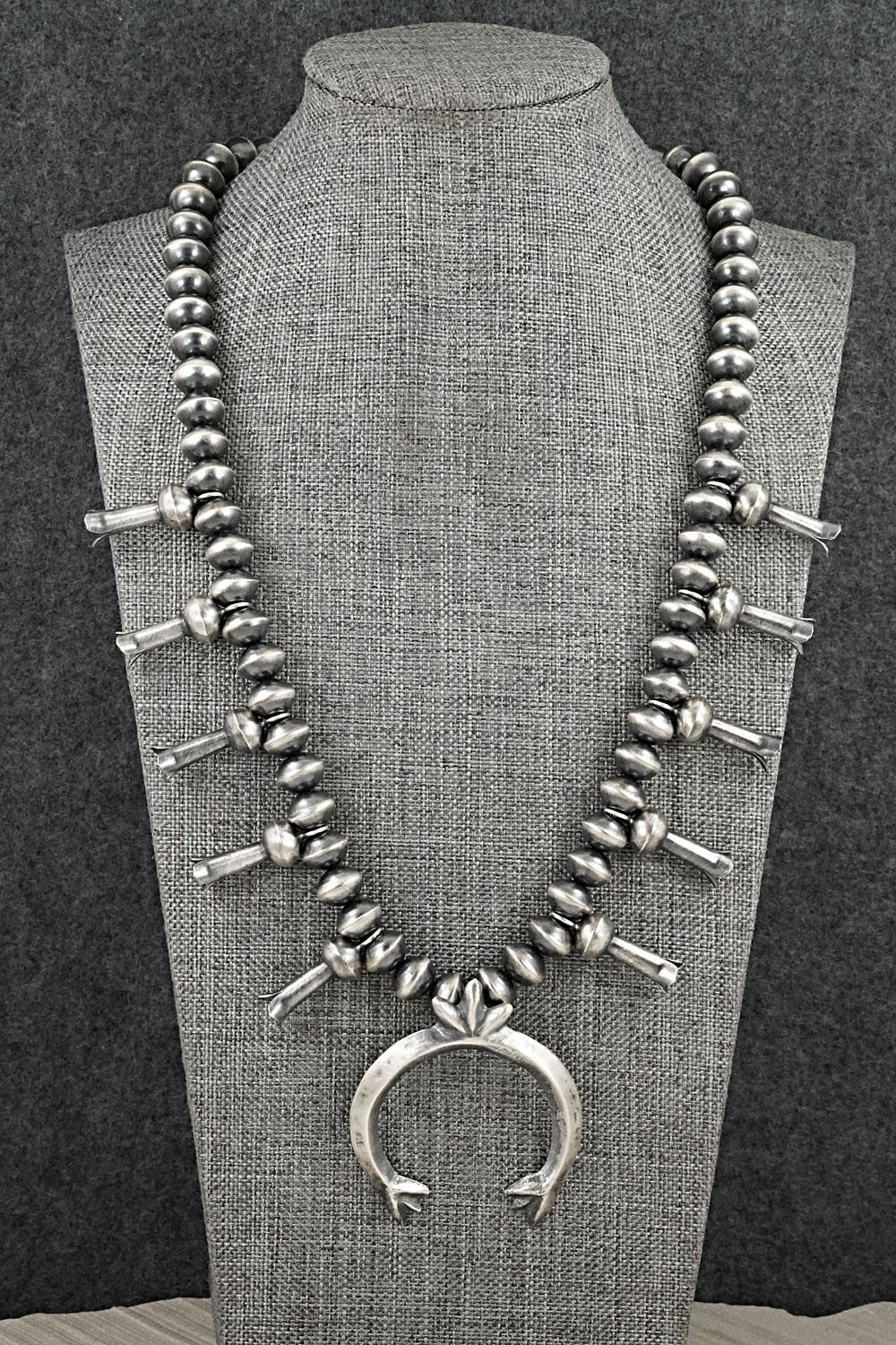 Sterling Silver Navajo Pearl Squash Blossom Necklace - Presley Haley