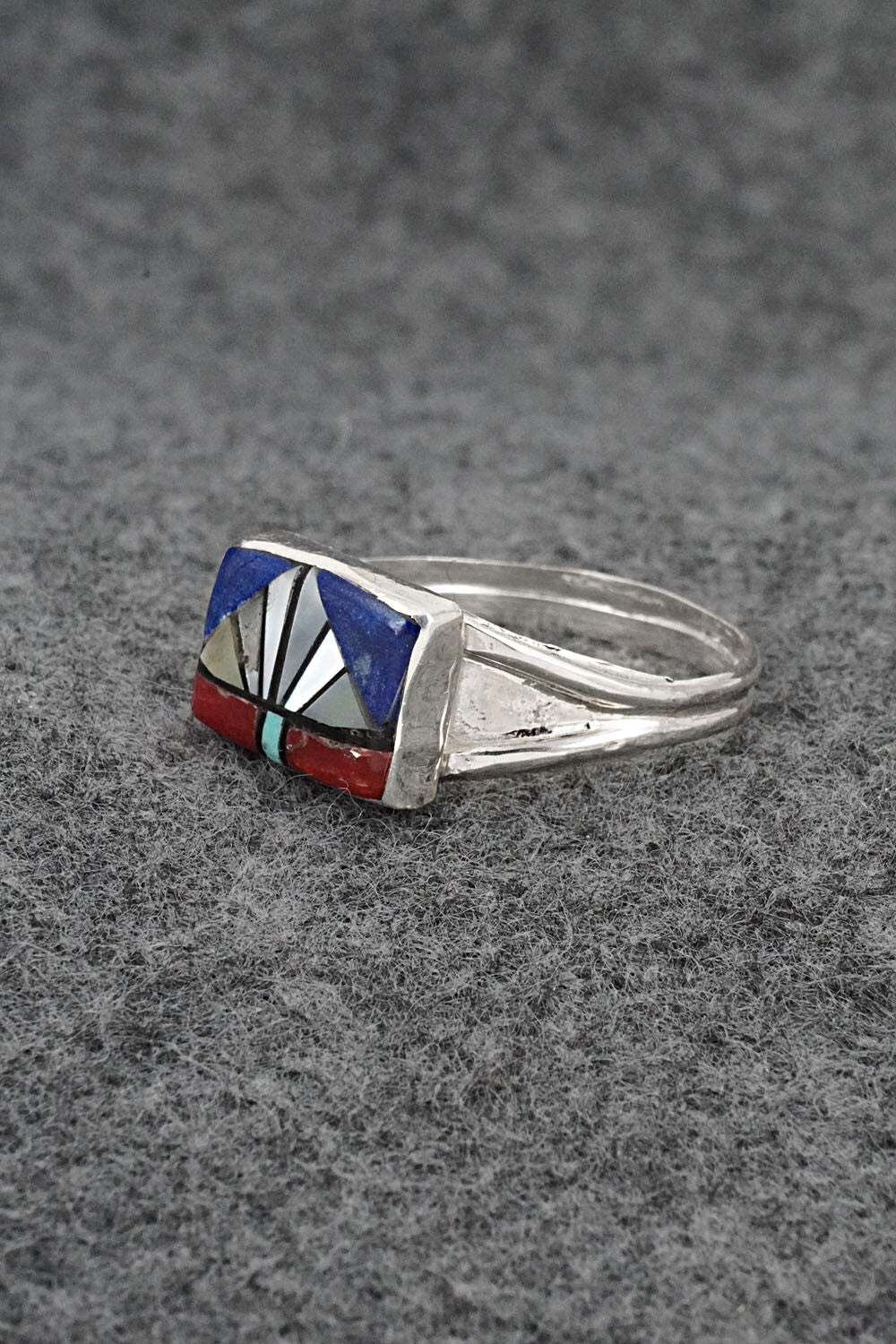 Multi-Stone & Sterling Silver Inlay Ring - Ola Eriacho - Size 14