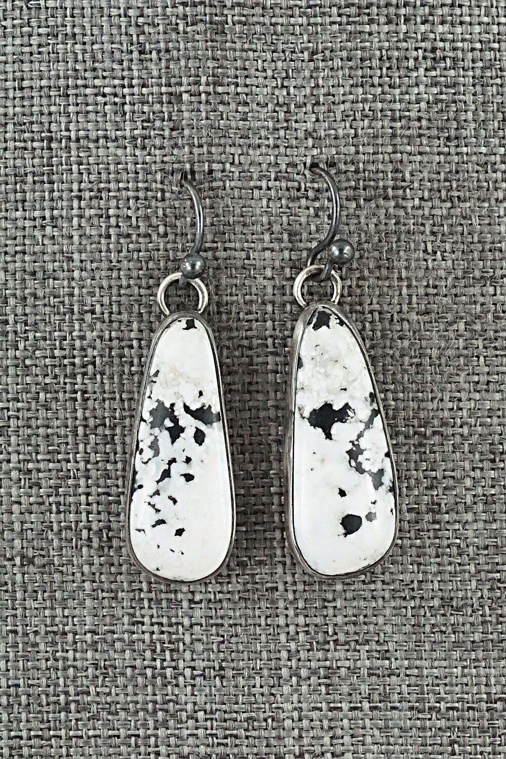 White Buffalo & Sterling Silver Earrings - Lyod Martinez